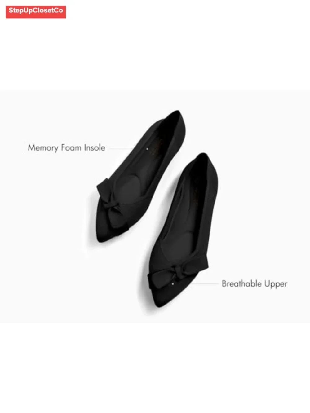 Knit Pointed Toe Bow Ballet Flats Slip On Work Casual Shoes